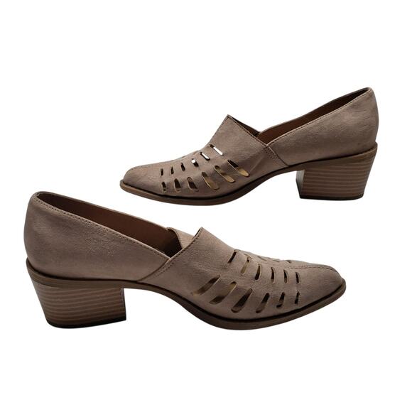 Maurices Bella Faux Suede Slip On Shoes7.5 M Chop Out Pointed Toe Block Heel - Picture 3 of 12